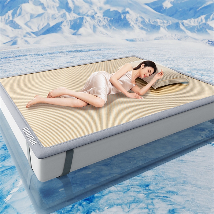 91家纺网 家纺一手货源 找家纺 星座家纺 2025新款斜纹冰丝凉席三件套-绣花款 奶茶咖