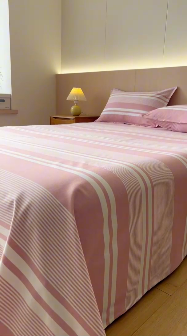 91家纺网 家纺一手货源 找家纺 居美良品 2025新款A类传统非遗手工粗布凉席三件套100%全棉色织床单 云锦-浅粉