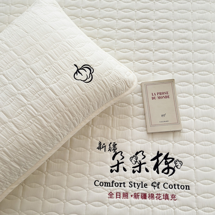 91家纺网 家纺一手货源 找家纺 云雀 2025新款A类加棉刺绣棉花床笠+盖毯 棉花床笠-米白