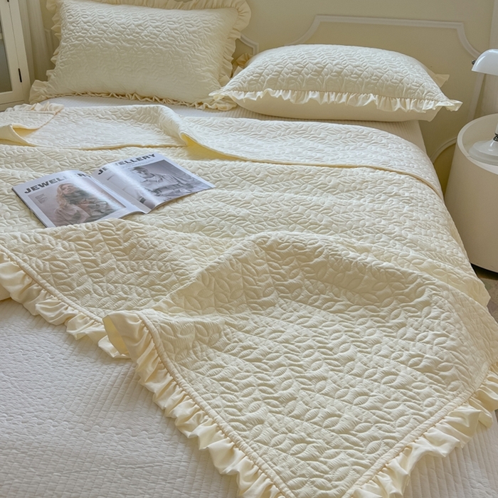 91家纺网 家纺一手货源 找家纺 乐卧家居 2026新款春夏轻氧自然系韩式透气薄款夏被空调被子-曼尼 曼尼-黄色