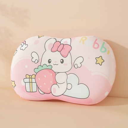 温蔓2025新款冰感丝卡通印花猫肚枕 格子玩偶粉35*55整体(记忆棉）