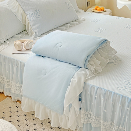 91家纺网 家纺一手货源 找家纺 （总）米莱家纺 2025新款冰豆豆床裙款凉席-蝴蝶结系列