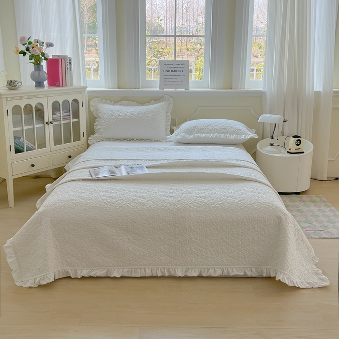 91家纺网 家纺一手货源 找家纺 乐卧家居 2026新款春夏轻氧自然系韩式透气薄款夏被空调被子-曼尼 曼尼-白色