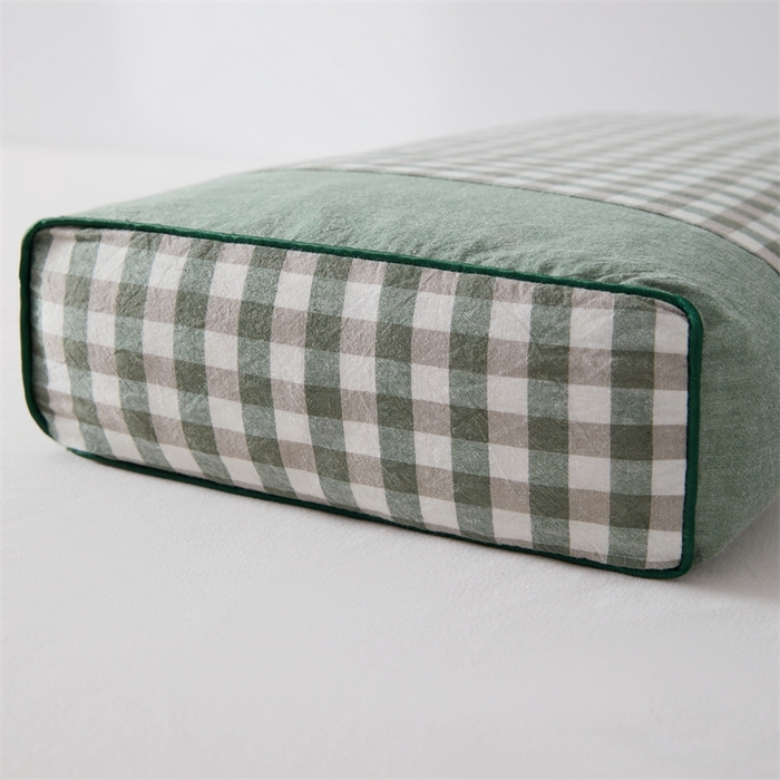 91家纺网 家纺一手货源 找家纺 大熊2025新款全棉水洗棉色织荞麦枕 宫廷荞麦枕-绿40*60*9cm