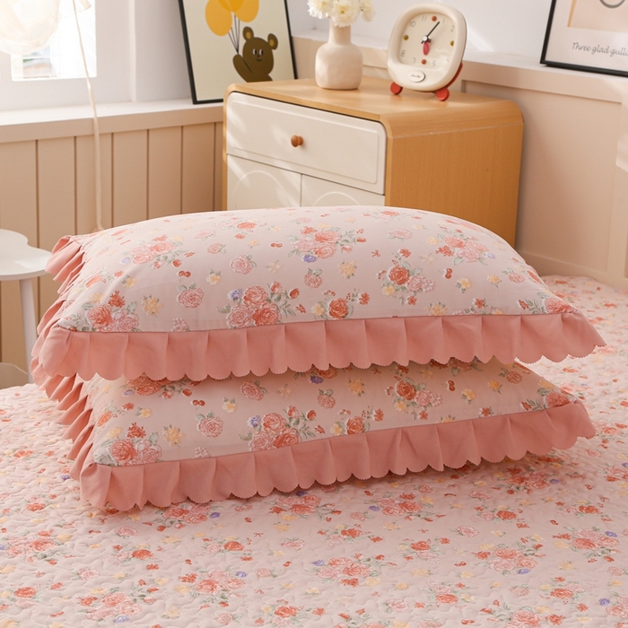 91家纺网 家纺一手货源 找家纺 铠畅  2025新款法式花边云朵棉床盖款夏被四件套 繁花