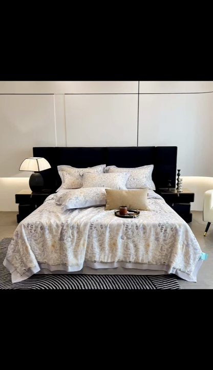 91家纺网 家纺一手货源 找家纺 朵希曼2025新款50天丝宽边夏被和夏被四件套系列 悦夏 米