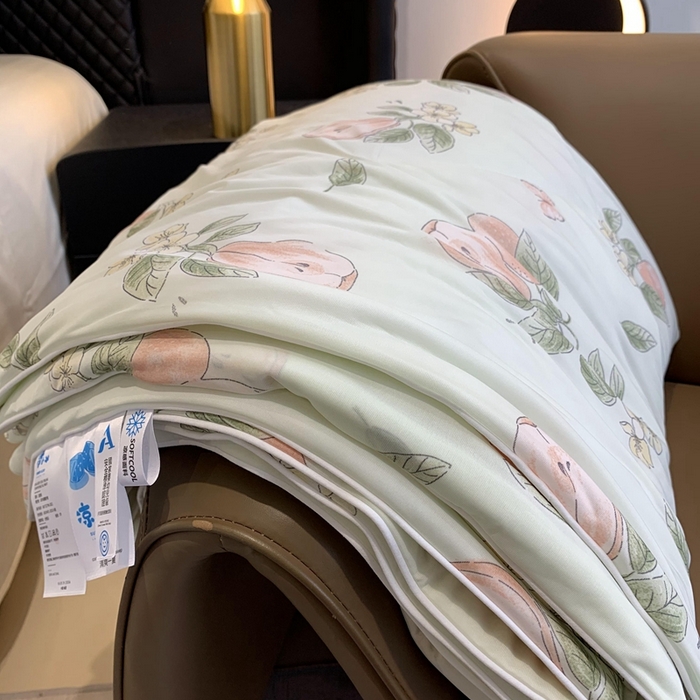 91家纺网 家纺一手货源 找家纺 奈萝家纺 2025新款A类凉感丝小凉皮夏被可机洗夏被新品空调被 香梨