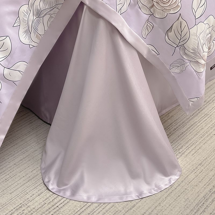 91家纺网 家纺一手货源 找家纺 2025新款夏季热款A类母婴级数码印花全棉四件套高端纯棉被套长绒棉床单床笠床上用品 沐熙-紫