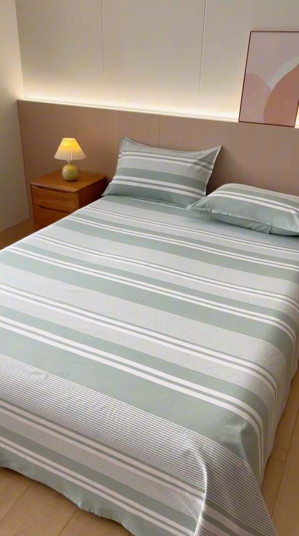 91家纺网 家纺一手货源 找家纺 居美良品 2025新款A类传统非遗手工粗布凉席三件套100%全棉色织床单 云锦-淡绿