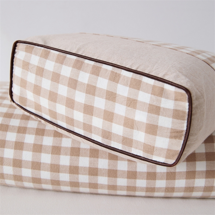 91家纺网 家纺一手货源 找家纺 大熊2025新款全棉水洗棉色织荞麦枕 宫廷荞麦枕-咖20*50*9cm