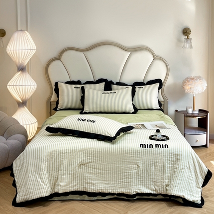 91家纺网 家纺一手货源 找家纺 （总）千希家纺 2025新款110克超柔水洗棉刺绣花边夏被夏凉被空调被四件套