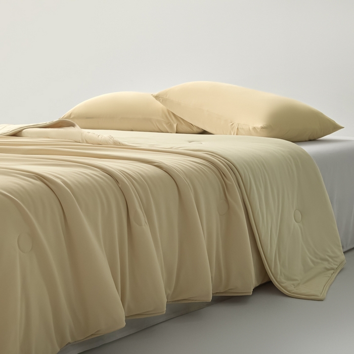 91家纺网 家纺一手货源 找家纺 欧邦 2025春夏新款Pro+深睡双面用锦纶夏被空调被 夕阳黄