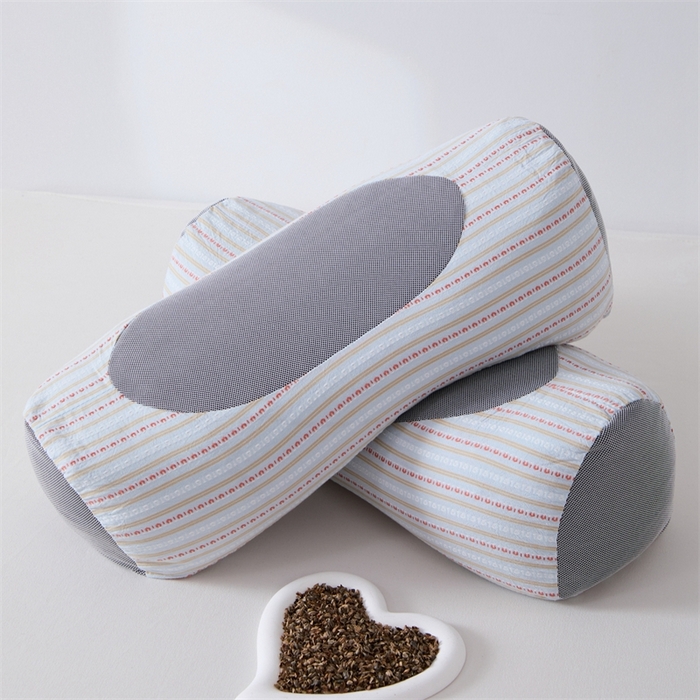 91家纺网 家纺一手货源 找家纺 大熊枕芯2025新款3d条纹荞麦枕 元宝荞麦枕-灰45*15cm