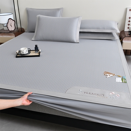 小牛席业 2025新款3D按摩-鲜花清凉豆豆席系列（床笠款） 灰色