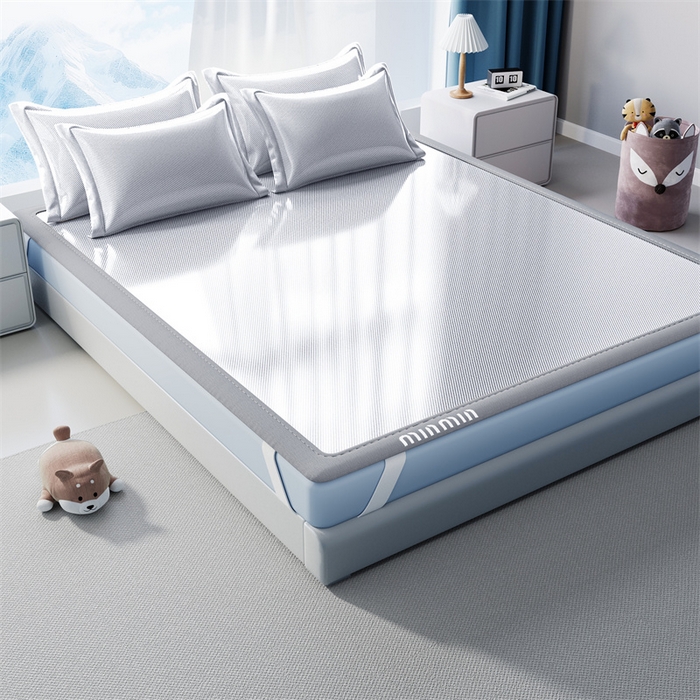 91家纺网 家纺一手货源 找家纺 星座家纺 2025新款斜纹冰丝凉席三件套-绣花款 雪花灰