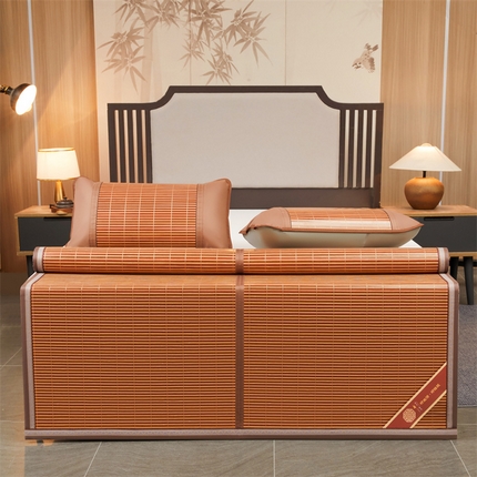 91家纺网 家纺一手货源 找家纺 航途席业 2025新款精编水磨竹席 碳化席-青春年华