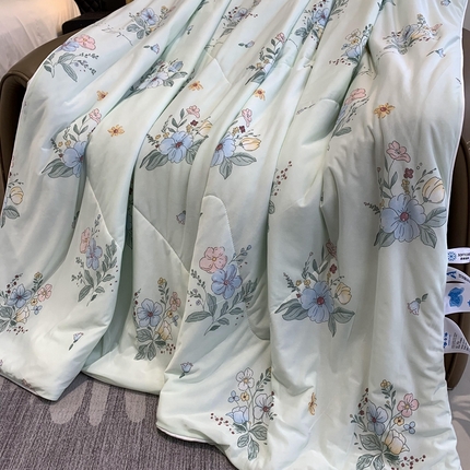 奈萝家纺 2025新款A类凉感丝小凉皮夏被可机洗夏被新品空调被 夏花绿