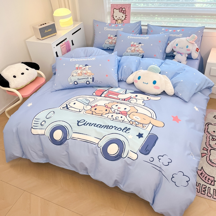 91家纺网 家纺一手货源 找家纺 暮思家居 2025新款正版授权三丽鸥大阪全棉数码印花纯棉四件套系列-第三批(专版花型) 大版-伙伴玉桂狗