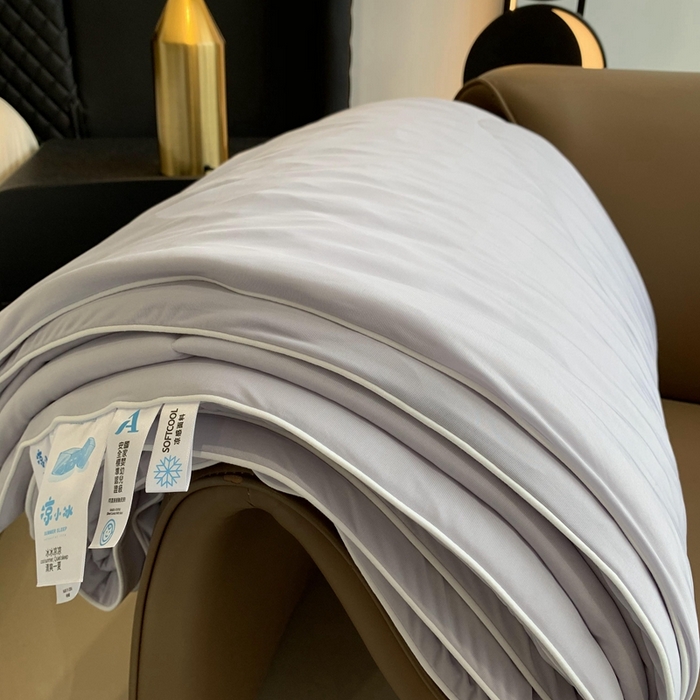 91家纺网 家纺一手货源 找家纺 奈萝家纺 2025新款A类凉感丝小凉皮夏被可机洗夏被新品空调被 幽兰拿铁