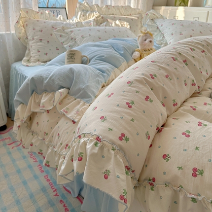 91家纺网 家纺一手货源 找家纺 （总）轻奢坊 2025新款水洗棉密拷花边款 四件套