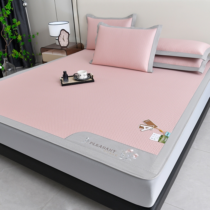 91家纺网 家纺一手货源 找家纺 小牛席业 2025新款3D按摩-鲜花清凉豆豆席系列（床笠款） 粉色