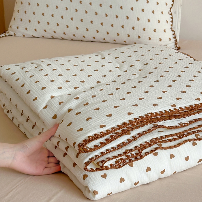 91家纺网 家纺一手货源 找家纺 三朵家纺 2025春夏新款全棉纯棉双层绉绉纱三角针夏被夏凉被空调被 心愿