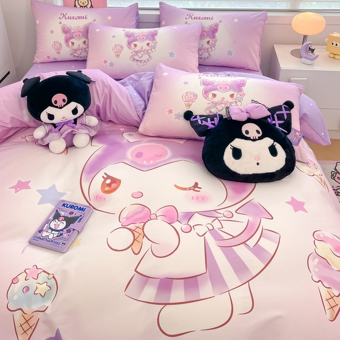 91家纺网 家纺一手货源 找家纺 暮思家居 2025新款正版授权三丽鸥大阪全棉数码印花纯棉四件套系列-第三批(专版花型) 大版-炫彩库洛米