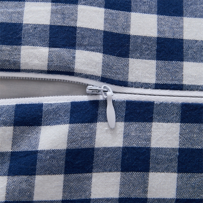 91家纺网 家纺一手货源 找家纺 大熊2025新款全棉水洗棉色织荞麦枕 宫廷荞麦枕-蓝40*60*9cm