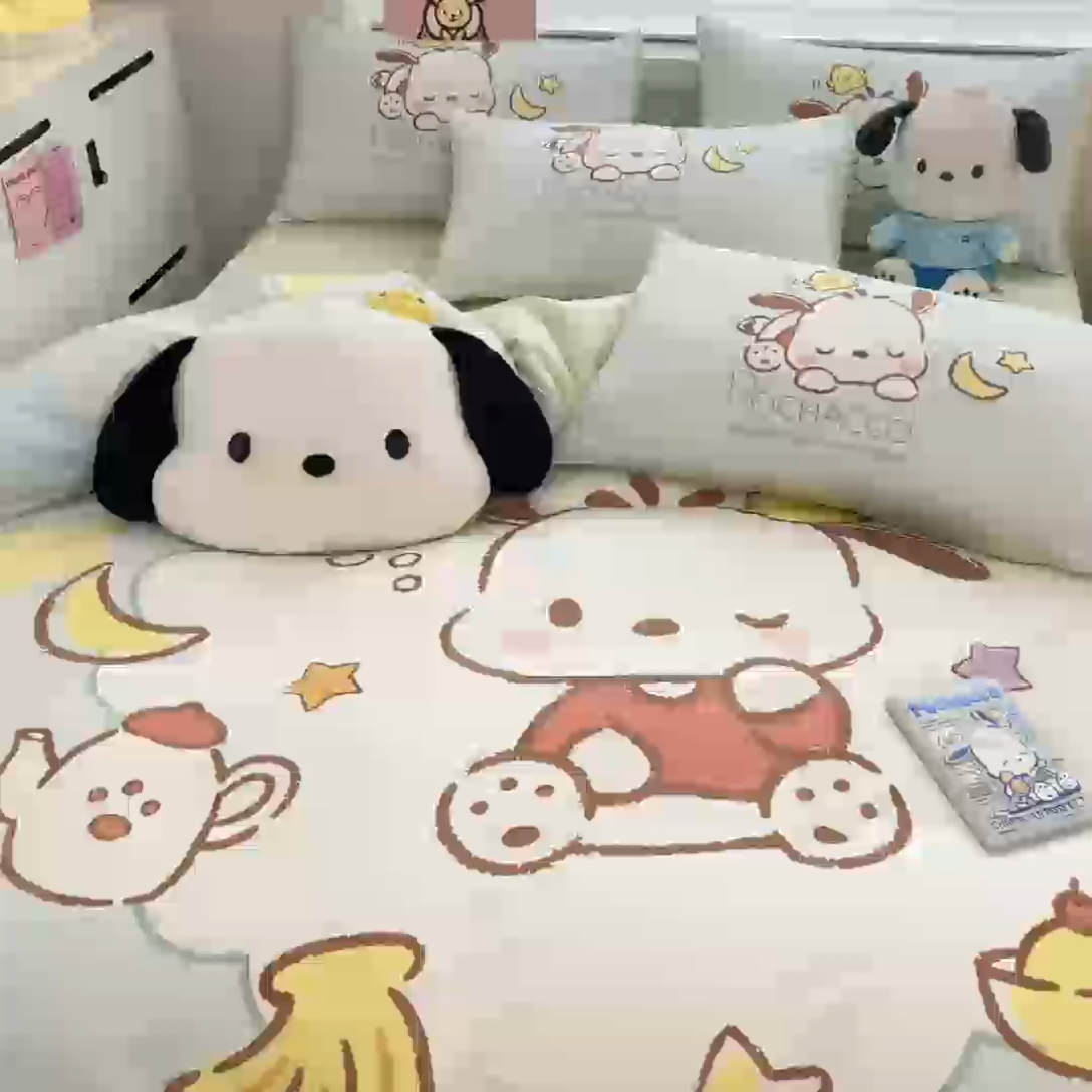 91家纺网 家纺一手货源 找家纺 暮思家居 2025新款正版授权三丽鸥大阪全棉数码印花纯棉四件套系列-第三批(专版花型) 大版-星星帕恰狗