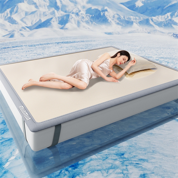 91家纺网 家纺一手货源 找家纺 星座家纺 2025新款斜纹冰丝凉席三件套-绣花款 杏仁咖