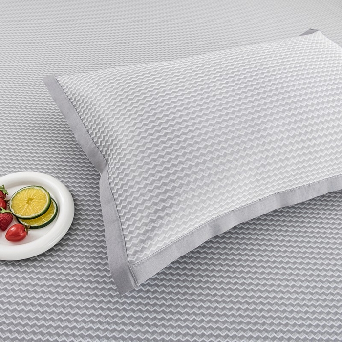 91家纺网 家纺一手货源 找家纺 尚品凤凰 2025新款凉感冰丝席三件套 抗菌波浪纹-灰