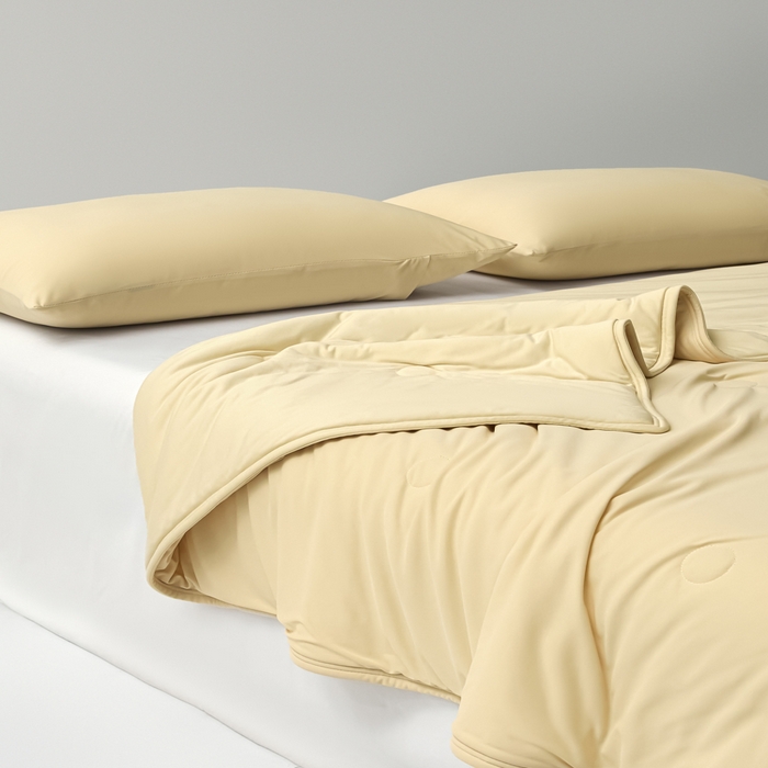 91家纺网 家纺一手货源 找家纺 欧邦 2025春夏新款Pro+深睡双面用锦纶夏被空调被 夕阳黄