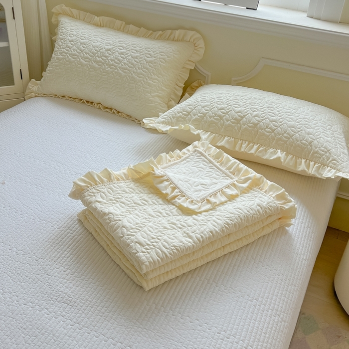 91家纺网 家纺一手货源 找家纺 乐卧家居 2026新款春夏轻氧自然系韩式透气薄款夏被空调被子-曼尼 曼尼-黄色