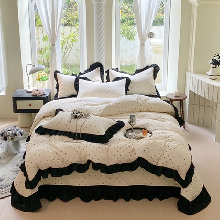 八方汇（一户被芯生活馆） 2025新款水洗棉花边夏被款夏凉被空调被床盖四件套 赫本-可可玉