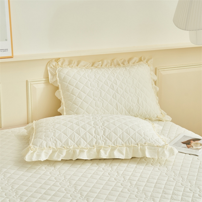 91家纺网 家纺一手货源 找家纺 恒爱家纺 2025新款A类泡泡纱夏被夏凉被空调被四件套-杜鹃 象牙白