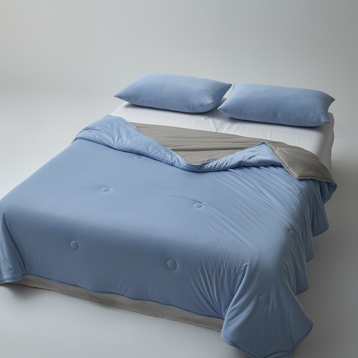 91家纺网 家纺一手货源 找家纺 欧邦 2025春夏新款Pro+深睡双面用锦纶夏被空调被 雾蓝