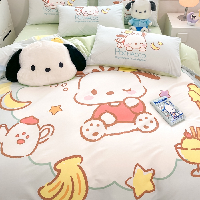 91家纺网 家纺一手货源 找家纺 暮思家居 2025新款正版授权三丽鸥大阪全棉数码印花纯棉四件套系列-第三批(专版花型) 大版-星星帕恰狗