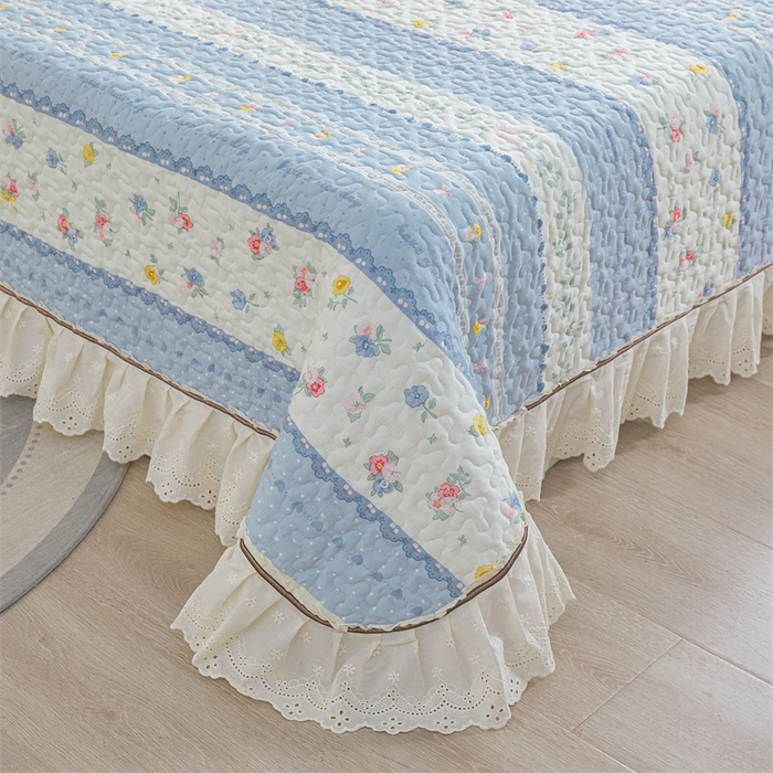 91家纺网 家纺一手货源 找家纺 恒爱家纺 2025新款全棉纯棉韩版印花床盖三件套 太阳花