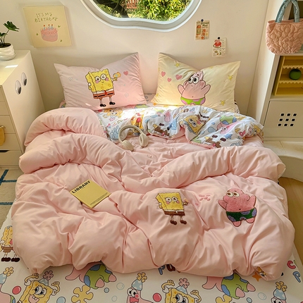 91家纺网 家纺一手货源 找家纺 茉礼 2025新款云朵棉毛巾绣印花四件套 宝宝和派派