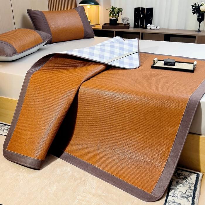 91家纺网 家纺一手货源 找家纺 梵赫 2025新款夏季成人凉感藤席凉席 简约-紫蓝格