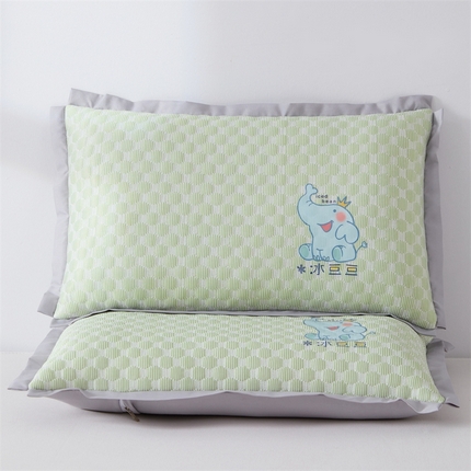 大熊2025新款小熊冰豆豆枕芯荞麦枕 小象儿童荞麦枕-果绿30*50冰豆豆枕套+荞麦壳内胆