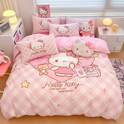 暮思家居 2025新款正版授权三丽鸥大阪全棉数码印花纯棉四件套系列-第三批(专版花型) 大版-爱心KT