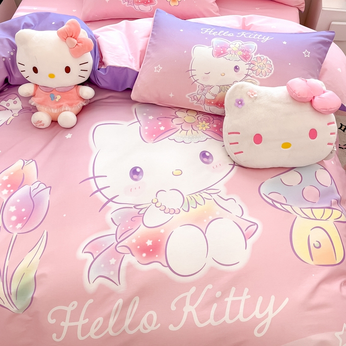 91家纺网 家纺一手货源 找家纺 暮思家居 2025新款正版授权三丽鸥大阪全棉数码印花纯棉四件套系列-第三批(专版花型) 大版-梦幻KT