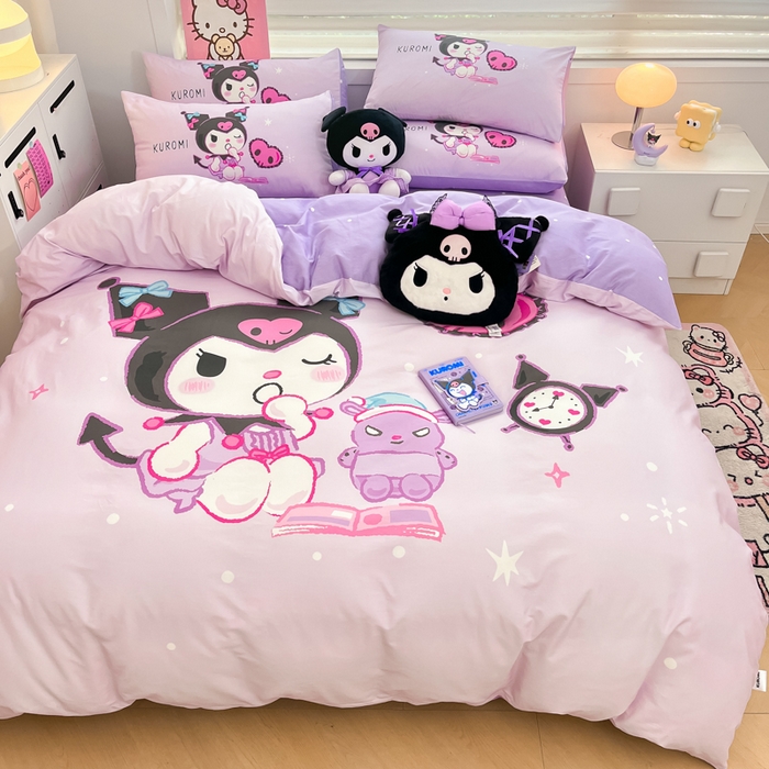 91家纺网 家纺一手货源 找家纺 暮思家居 2025新款正版授权三丽鸥大阪全棉数码印花纯棉四件套系列-第三批(专版花型) 大版-学霸库洛米