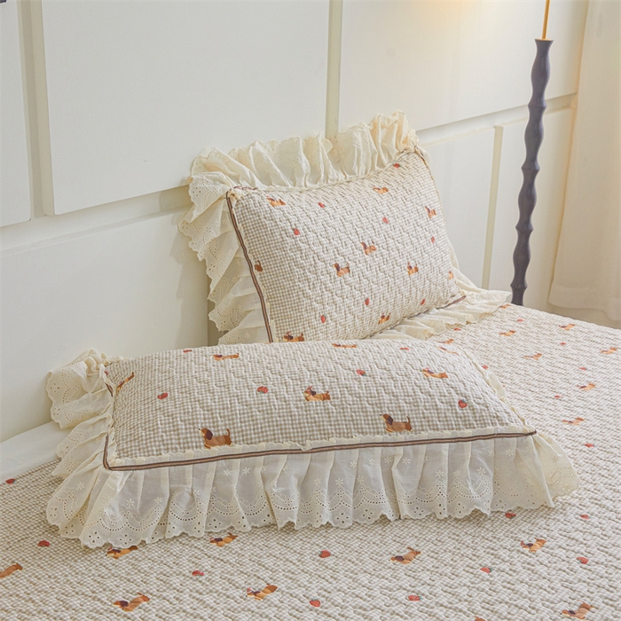 91家纺网 家纺一手货源 找家纺 恒爱家纺 2025新款全棉纯棉韩版印花床盖三件套 顽皮狗