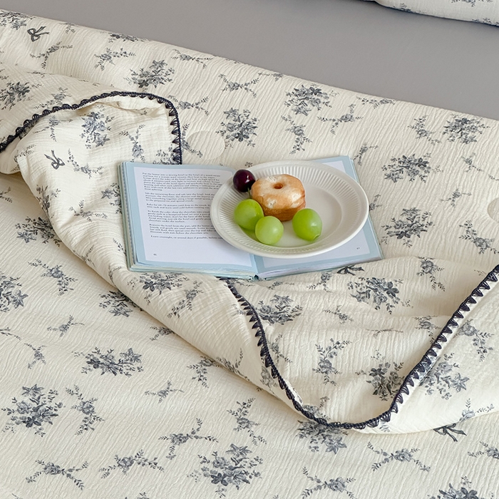 91家纺网 家纺一手货源 找家纺 三朵家纺 2025春夏新款全棉纯棉双层绉绉纱三角针夏被夏凉被空调被 沐言灰