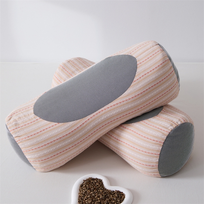 91家纺网 家纺一手货源 找家纺 大熊枕芯2025新款3d条纹荞麦枕 元宝荞麦枕-粉45*15cm