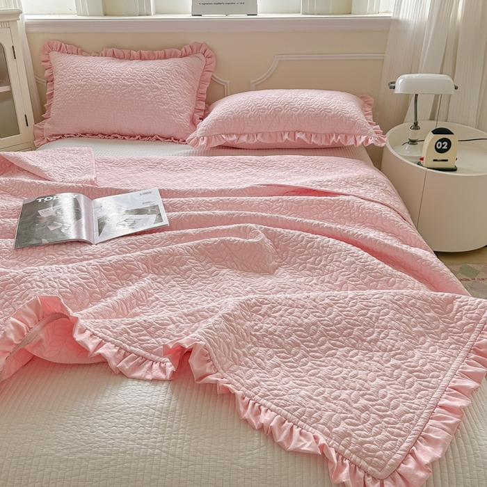 91家纺网 家纺一手货源 找家纺 乐卧家居 2026新款春夏轻氧自然系韩式透气薄款夏被空调被子-曼尼 曼尼-粉色