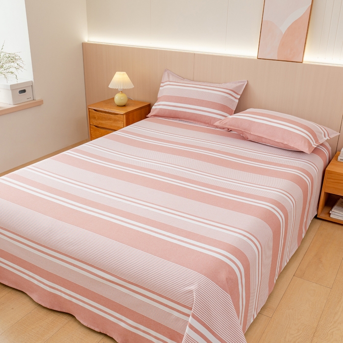 91家纺网 家纺一手货源 找家纺 居美良品 2025新款A类传统非遗手工粗布凉席三件套100%全棉色织床单 云锦-抹红