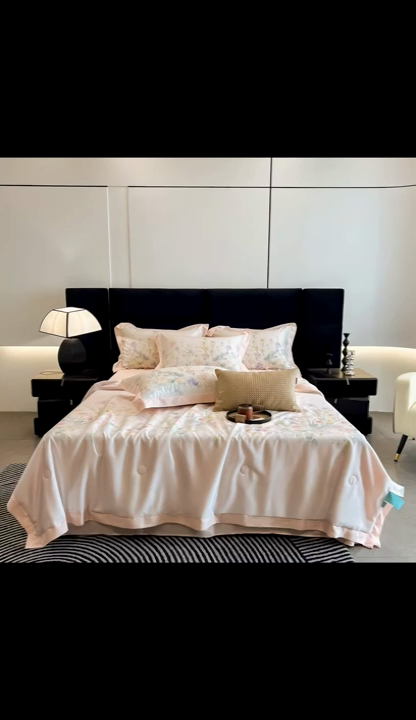 91家纺网 家纺一手货源 找家纺 朵希曼2025新款50天丝宽边夏被和夏被四件套系列 印象花艺 桔